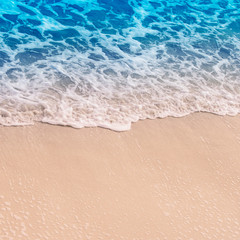 Ocean wave on the sandy shore,top view