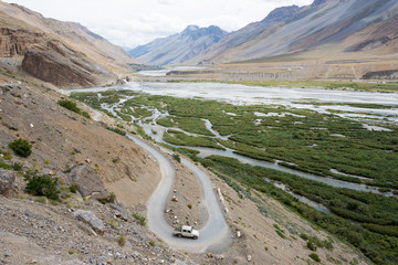 Himachal Pradesh, India - Sep 01 2019 - Spiti Valley in Spiti, Himachal Pradesh, India.