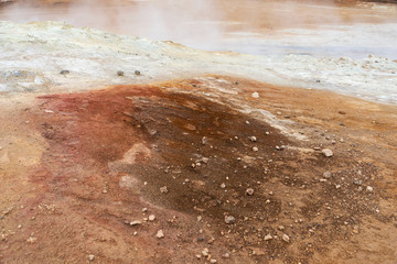Ground from the geothermal area in Hverir in Iceland. Ground background