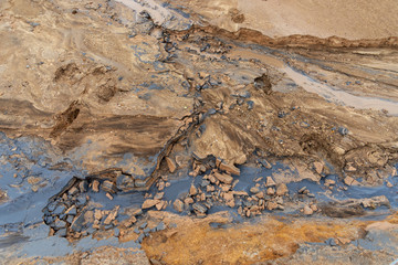 Ground from the geothermal area in Hverir in Iceland. Ground background
