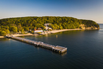 Aerial view on pier in Gdynia Orlowo.