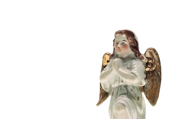 Porcelain angel isolated on a white background