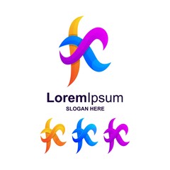 colorful letter k logo design vector