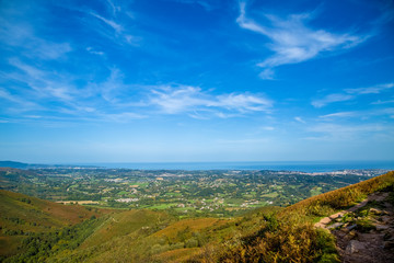 Panoramic of Hendaye and San Juan de Luz from Mount Larrun. France