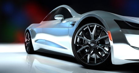 Naklejka premium Technology electric power modern cars are in the studio room.3d rendering.