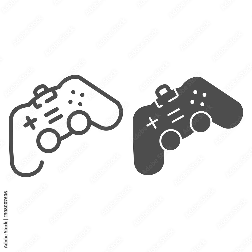 Aufkleber game joystick line and glyph icon. playing console vector illustration isolated on white. gamepad ou