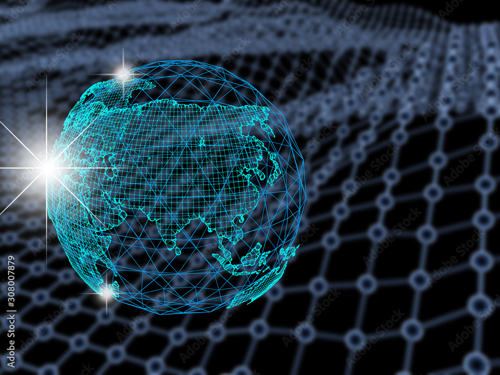 Poster 3d network connection concept digital network,earth image provided by nasa.elements of this image fu