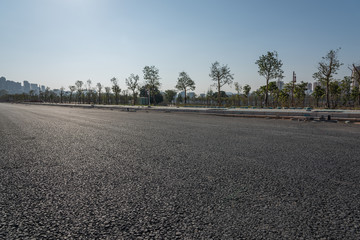 Urban asphalt road perspective view
