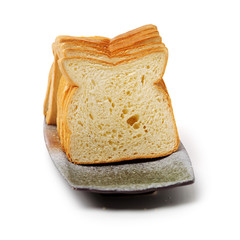 sliced bread on white background