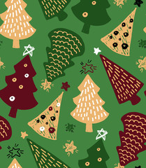 Cute hand drawn doodle christmas pattern background wallpaper textile fabric - template design art