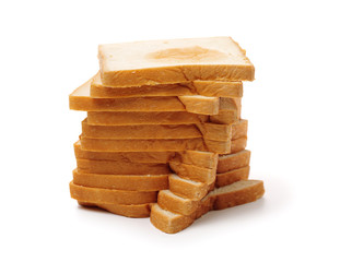 sliced bread on white background