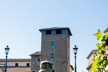 View to tower on Isola Tiberina, Rome