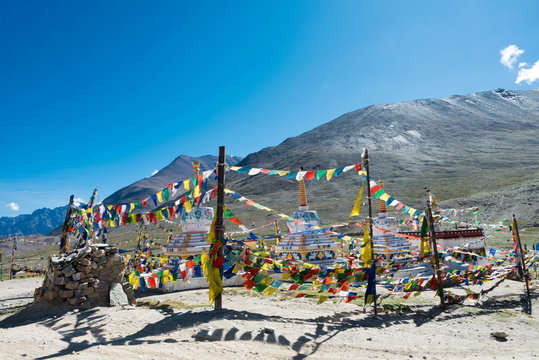 Himachal Pradesh, India - Sep 03 2019 - Kunzum Pass (Kunzum La) in Lahaul and Spiti, Himachal Pradesh, India. Kunzum pass is situated at an altitude of around 4590m (15059 ft) above the sea level.
