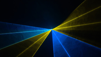 Disco laser with blue and yellow rays