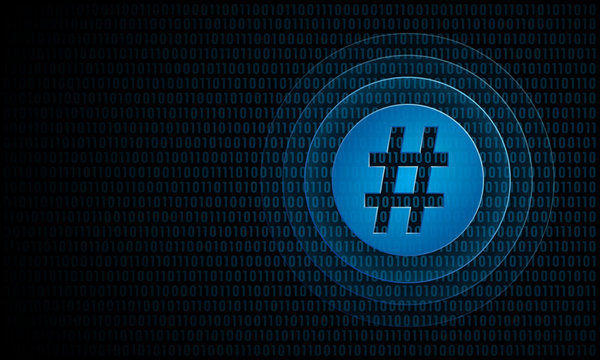 Digital hashtag with ripples ''Pulse Effect'' technology keyword symbol