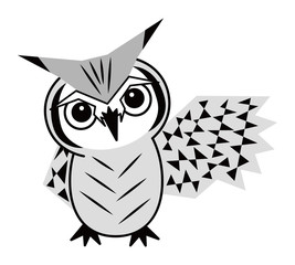 フクロウ お洒落なコノハズクさん ベクター イラスト