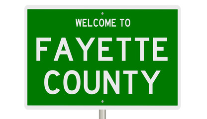 Rendering of a 3d green highway sign for Fayette County