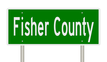 Rendering of a 3d green highway sign for Fisher County