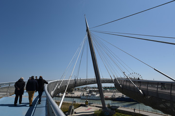 Ponte del Mare in Pescara, Abruzzo, Italy Divided Into Pedestrian and Bicycle Paths