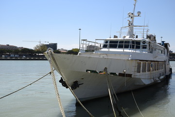 Naklejka premium Boat in the River by Morning