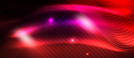 Glowing shiny neon squares abstract background, techno modern template