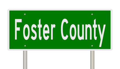 Rendering of a 3d green highway sign for Foster County