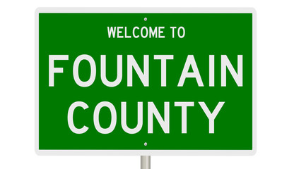 Rendering of a 3d green highway sign for Fountain County