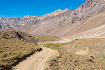 Himachal Pradesh, India - Sep 03 2019 - Chandra Taal (Moon Lake) Trekking course in Lahaul and Spiti, Himachal Pradesh, India.