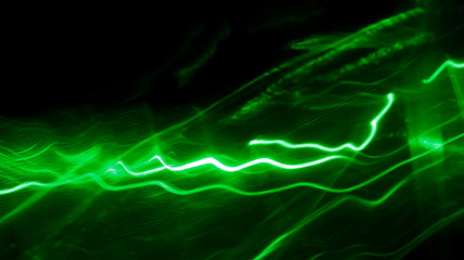LED,Drawing lines of green light in various shapes
