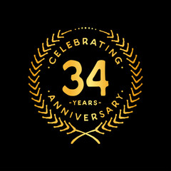 34 years design template. 34th vector and illustration.