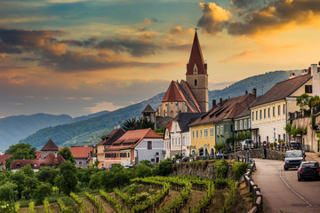Church of Weissenkirchen in der Wachau, a town in the district of Krems-Land, Wachau Valley, Austria.