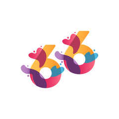 66 Years Anniversary Celebration flux Vector Template Design Illustration