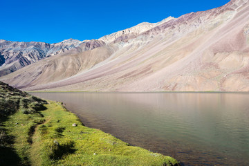 Himachal Pradesh, India - Sep 03 2019 - Chandra Taal (Moon Lake) in Lahaul and Spiti, Himachal...
