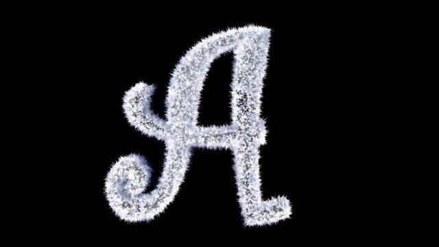 3d animated Christmas ice frost typeface with alpha channel the character  A