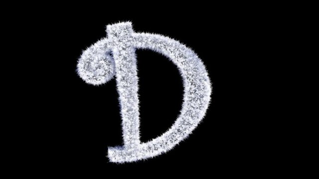 3d animated Christmas ice frost typeface with alpha channel the character  D