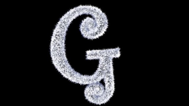 3d animated Christmas ice frost typeface with alpha channel the character  G