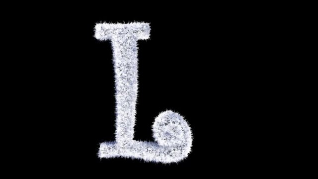 3d animated Christmas ice frost typeface with alpha channel the character  L