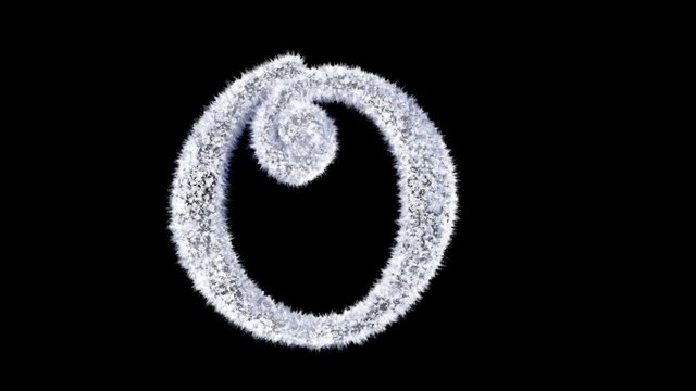 3d animated Christmas ice frost typeface with alpha channel the character  O