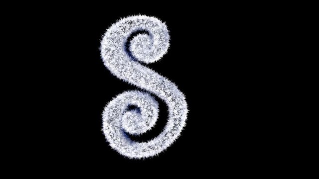 3d animated Christmas ice frost typeface with alpha channel the character  S