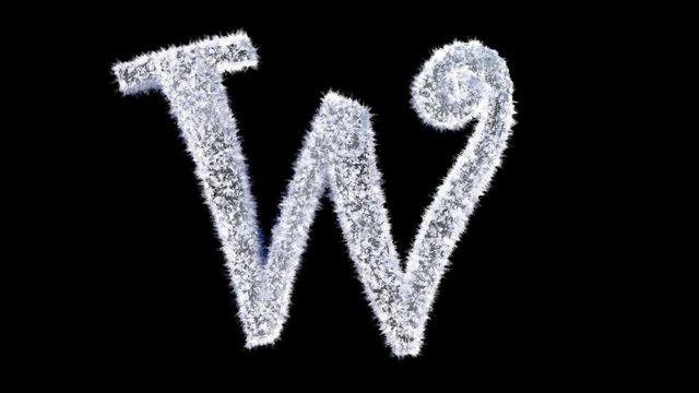 3d animated Christmas ice frost typeface with alpha channel the character  W