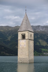 Versunkene Kirche im Reschensee, S&uuml;dtirol