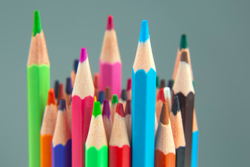 Colored pencils for drawing. Education and creativity. Leisure and art