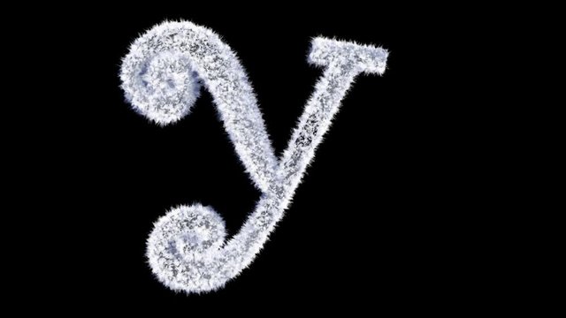3d animated Christmas ice frost typeface with alpha channel the character  Y
