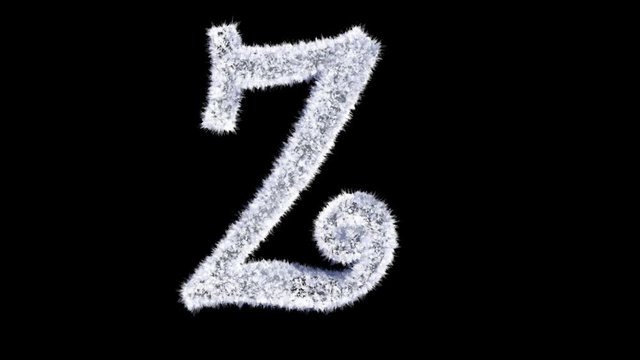 3d animated Christmas ice frost typeface with alpha channel the character  Z