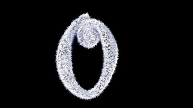 3d animated Christmas ice frost typeface with alpha channel the character  0