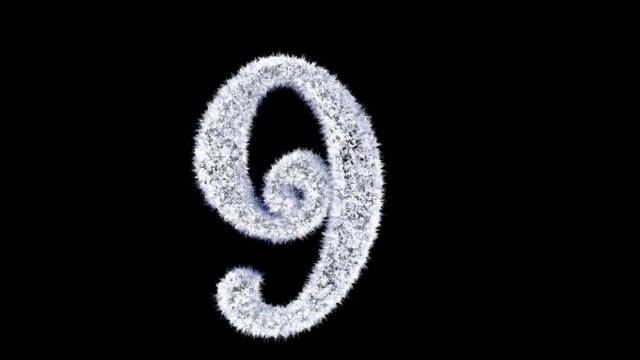 3d animated Christmas ice frost typeface with alpha channel the character  9