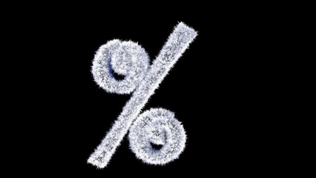 3d animated Christmas ice frost typeface with alpha channel the character  percent