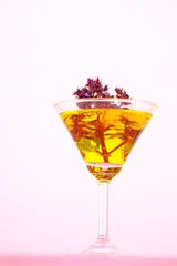 glasses of cocktails and flowers