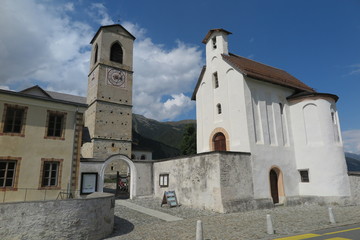 Fototapeta premium Klosterkirche St.Johann in Müstair, Graubünden, Schweiz
