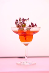 glasses of cocktails on white background